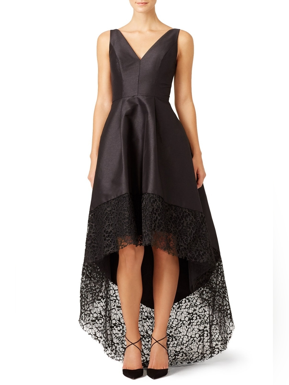 NWT Monique Lhuillier Black Spider Web High Low Dress Size 4